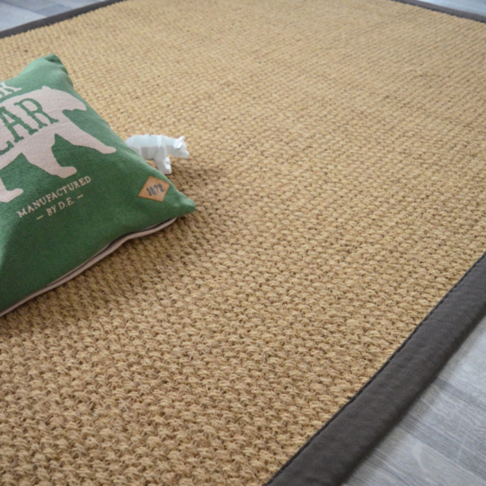 Tapis coco - delhi panama - ganse coton anthracite - 80 x 150 cm