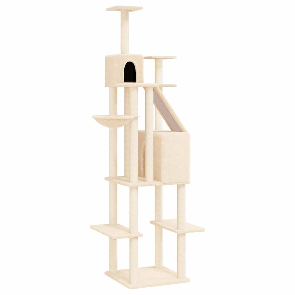 Arbre à chat avec griffoirs en sisal crème 201 cm