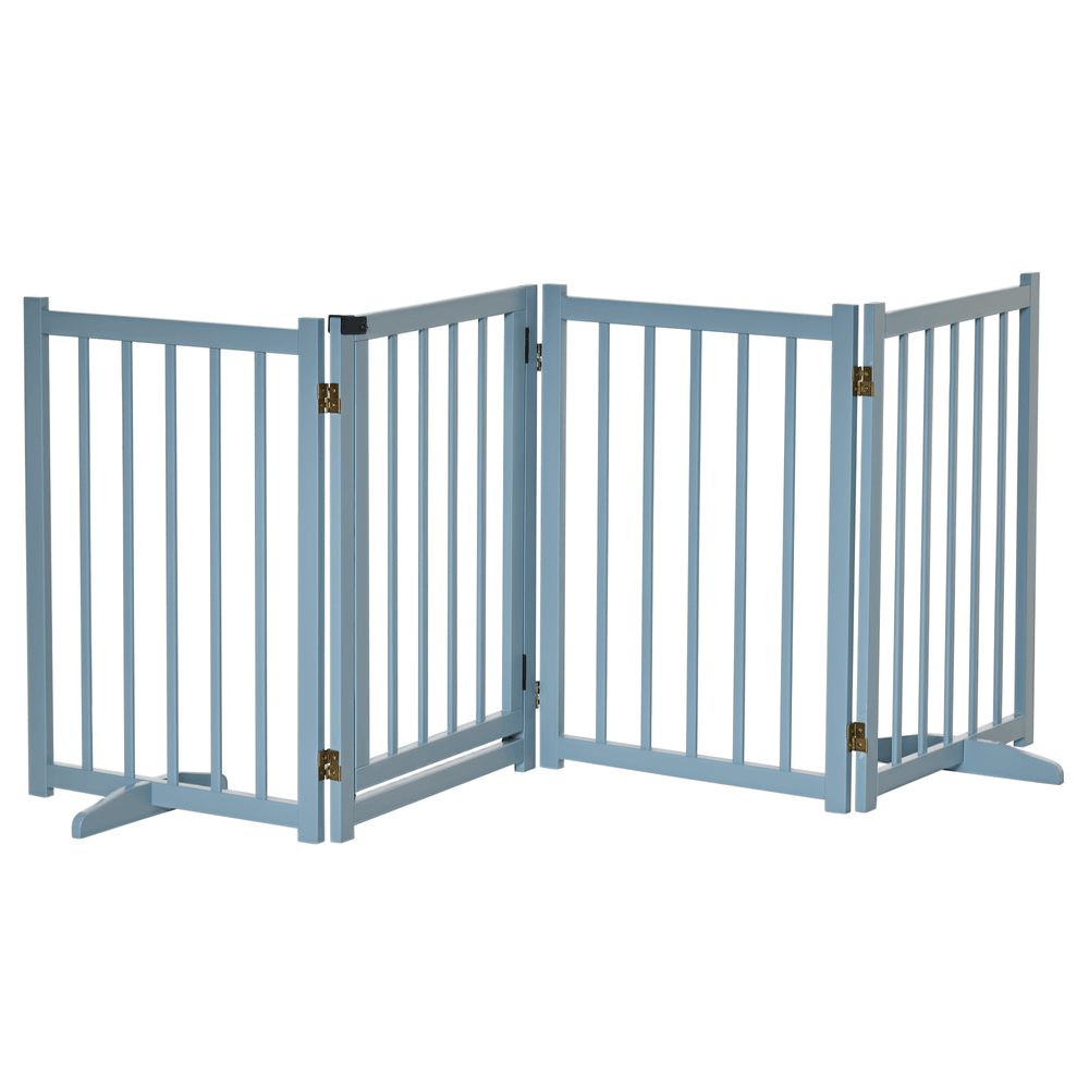 Barrière chien 4 panneaux bois de pin autoportante pliable avec porte 237.5x36x80cm gris - comfortxl pet living