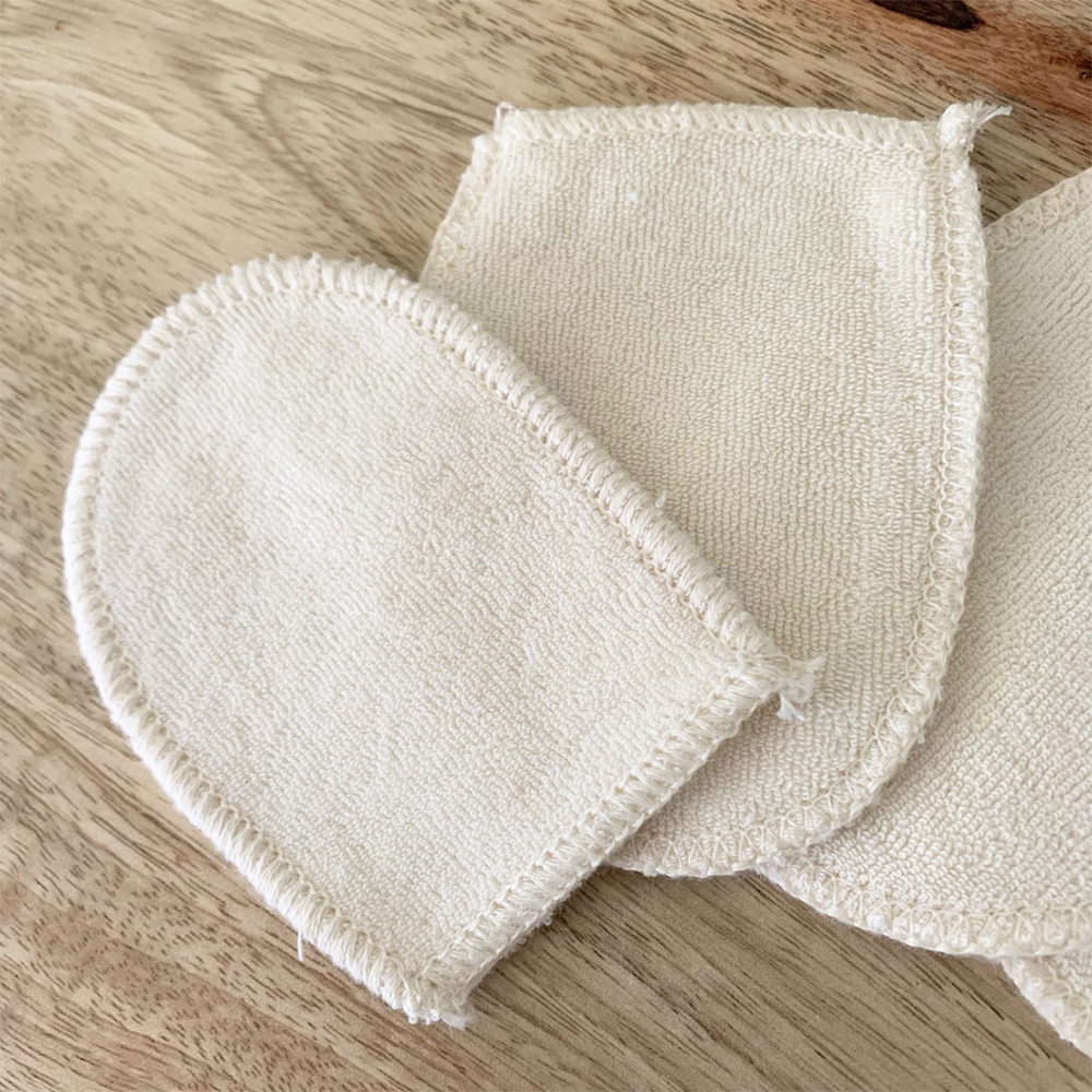 Lot de 4 mini gants à démaquiller réutilisables en coton bio