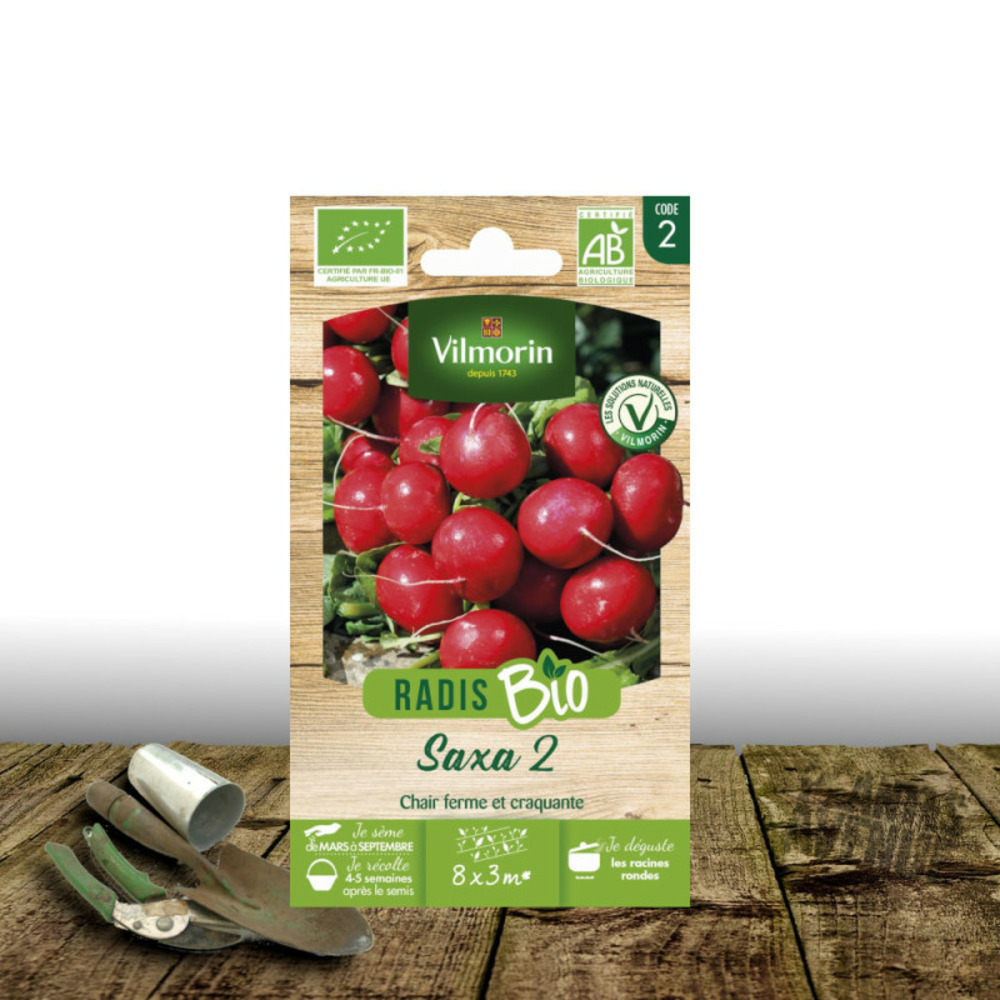 Graines de radis rond saxa 2 - sans traitement - vilmorin sachet