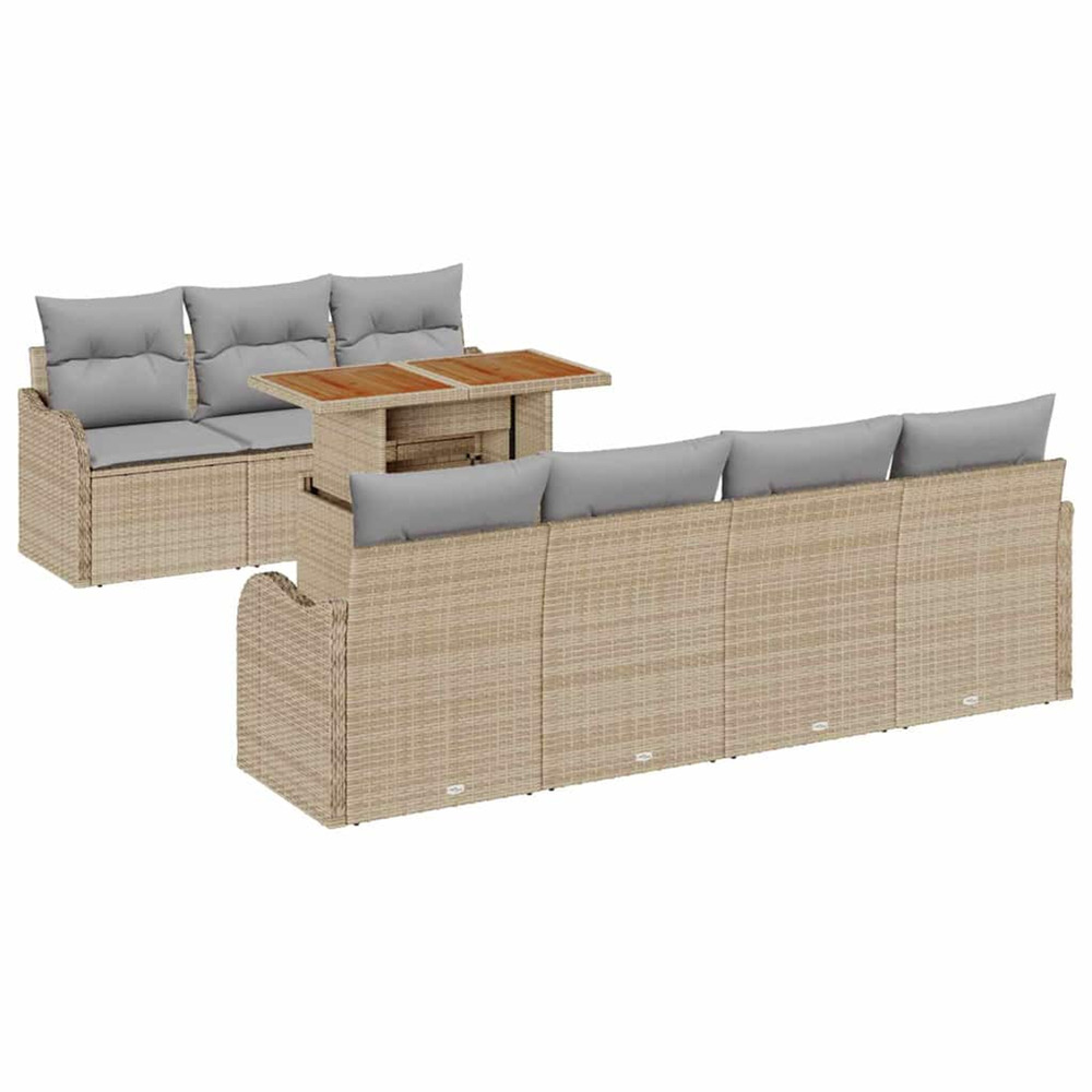 Ensemble de canapé de jardin 8 pcs beige et gris clair