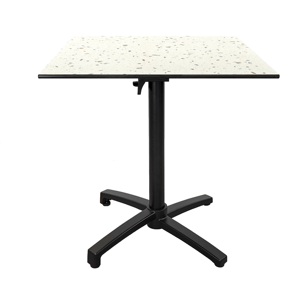 Table pliable pour terrasse en compact hpl décor terrazzo 70x70