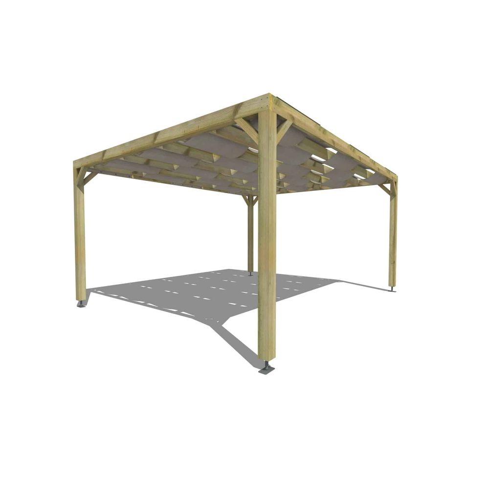Pergola bois • 5m x 4m • indépendante • sens largeur • voilage semi-transparent inclus • livraison comprise