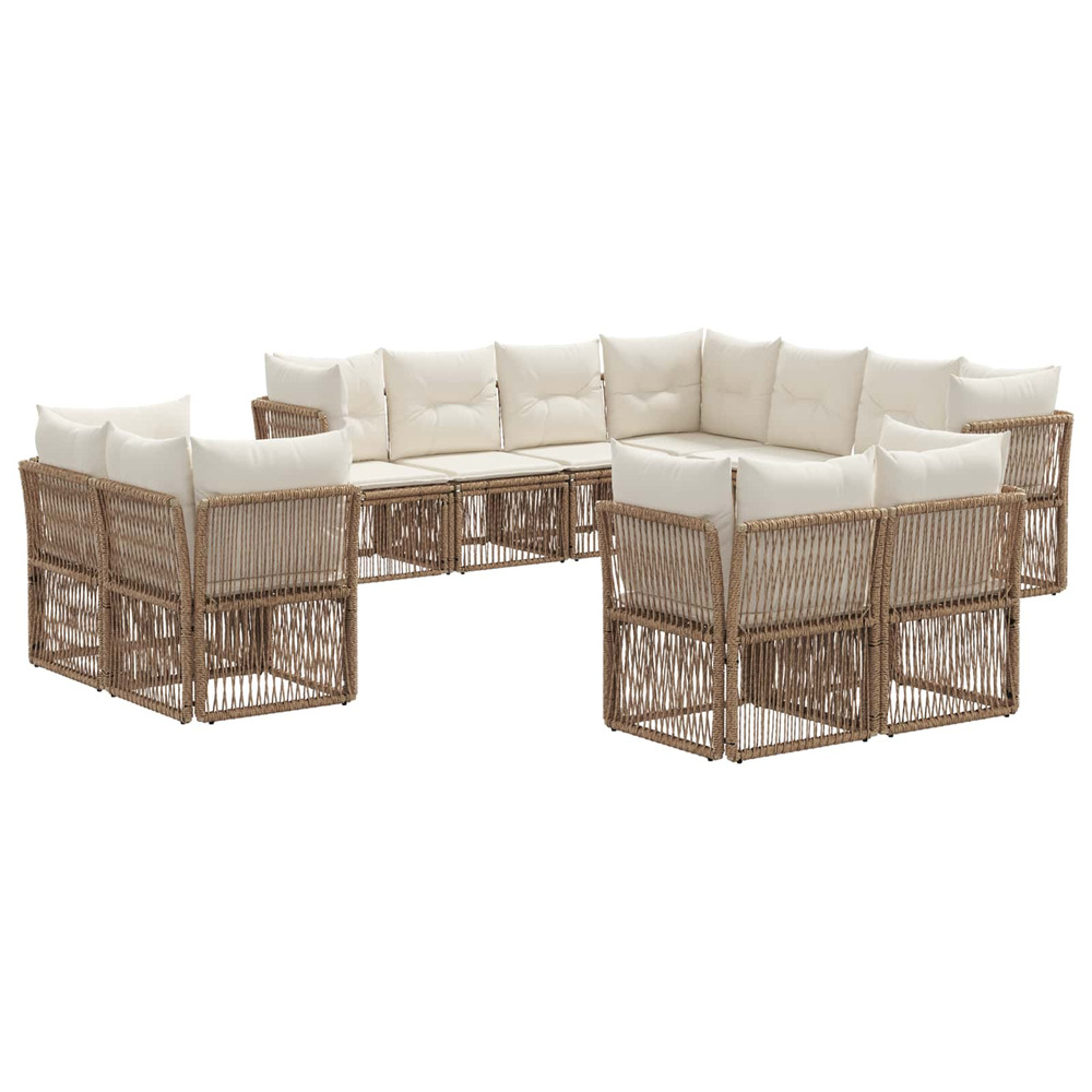 Ensemble de canapé de jardin 11 pcs beige polyrotin