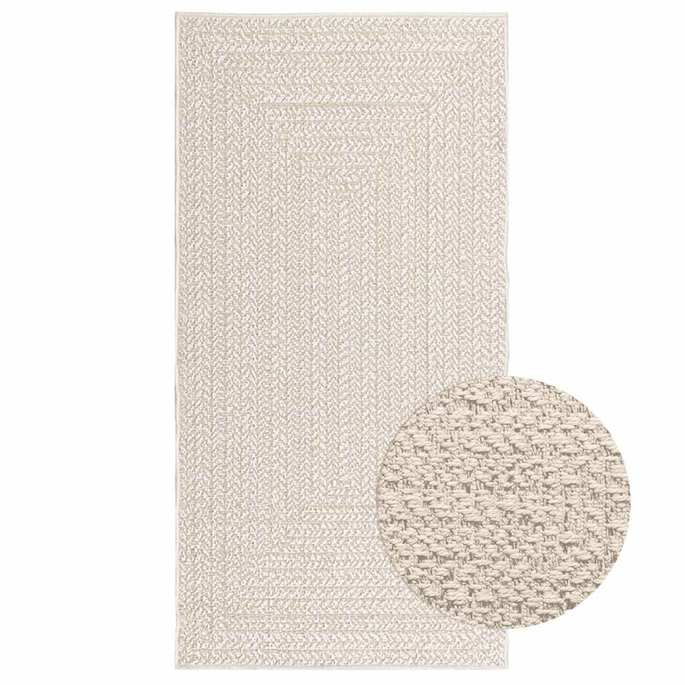 Tapis zizur crème 80x150 cm aspect de jute intérieur extérieur