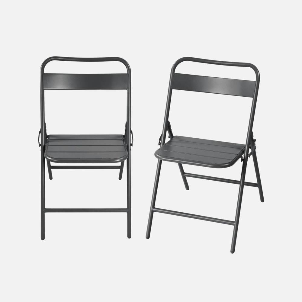 Lot de 2 chaises de jardin pliante acier, 44.3 x 49 x 79.7 cm - amélia