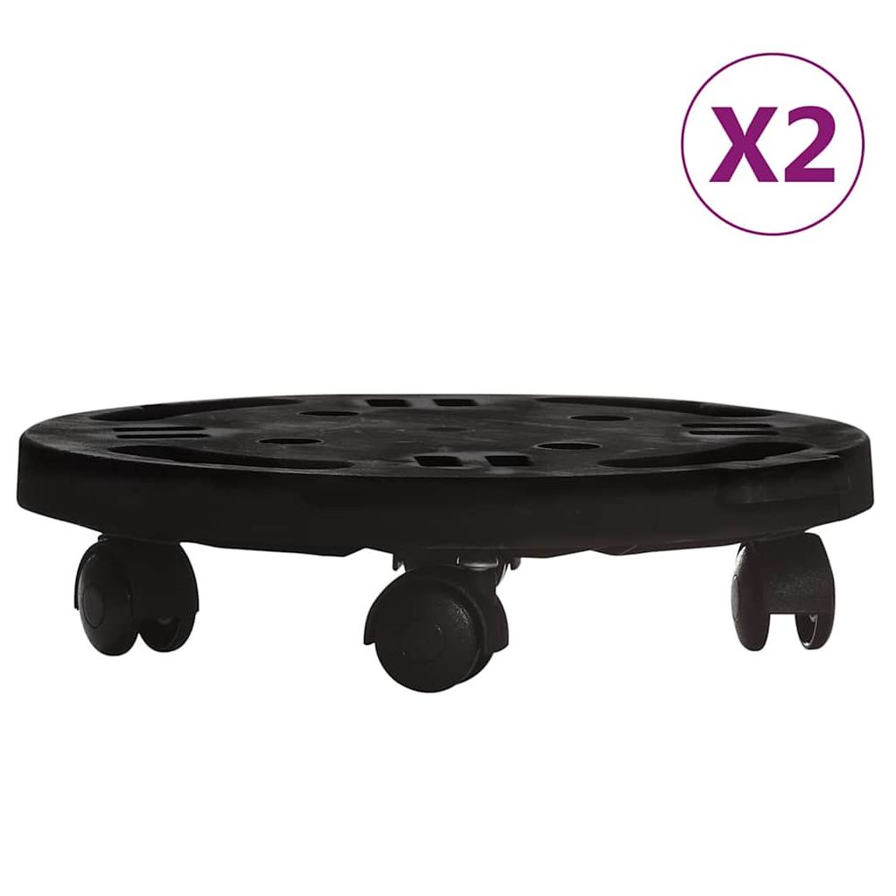 Chariots à plantes avec roues 2 pcs diamètre 30 cm noir 170 kg