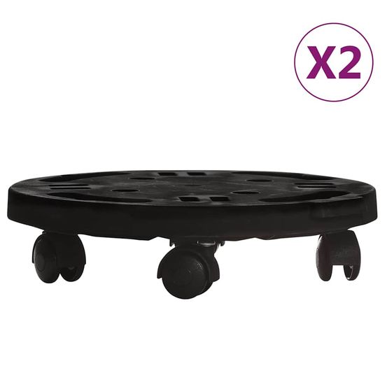 Chariots à plantes avec roues 2 pcs diamètre 30 cm noir 170 kg