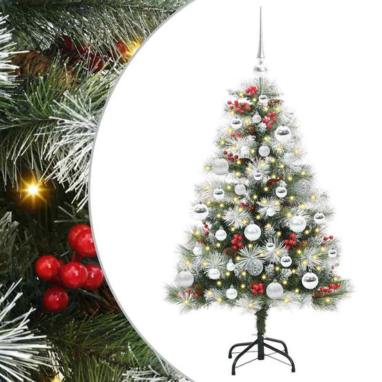 Sapin de noël artificiel vert et blanc 120 cm