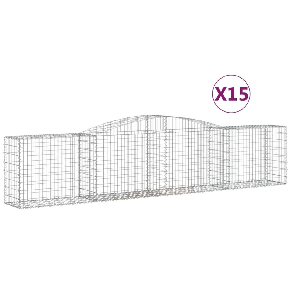 Paniers à gabions arqués 15 pcs 400x50x80/100 cm fer galvanisé