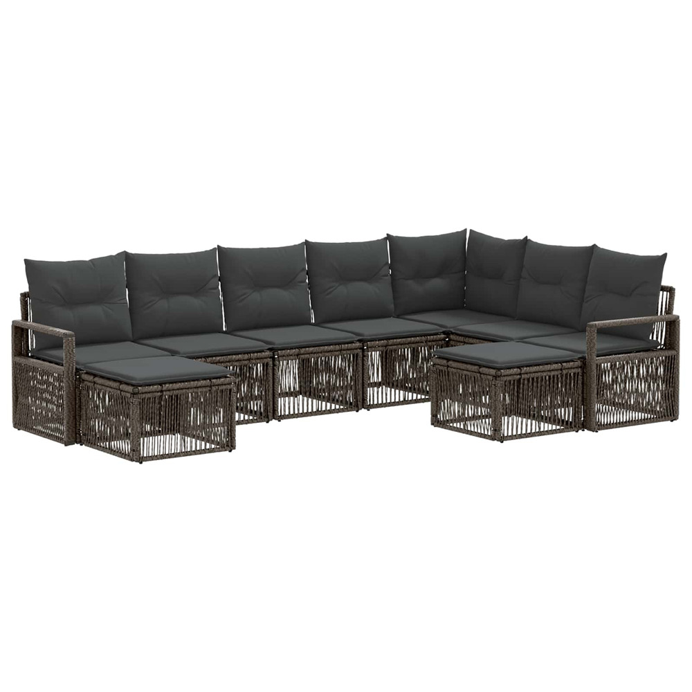 Ensemble de canapé de jardin 9 pcs gris polyrotin