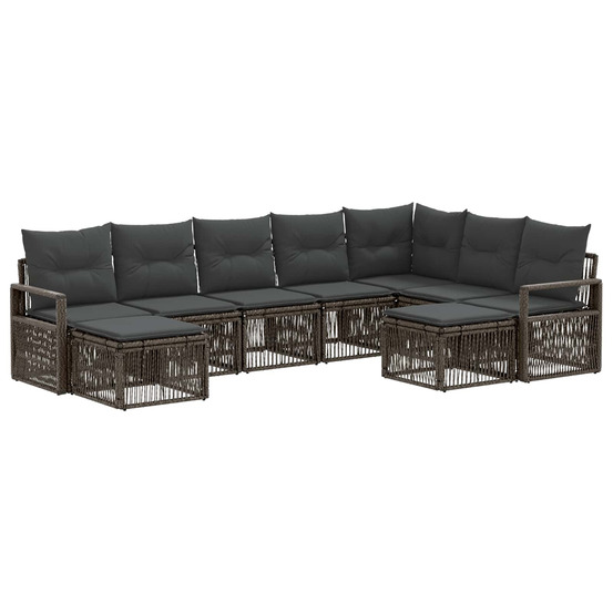 Ensemble de canapé de jardin 9 pcs gris polyrotin