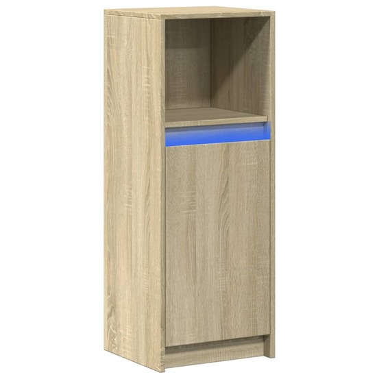 Buffet bahut commode armoire meuble de rangement organisateur cuisine salle de séjour salon avec led sonoma 38 x 34 x 100 cm