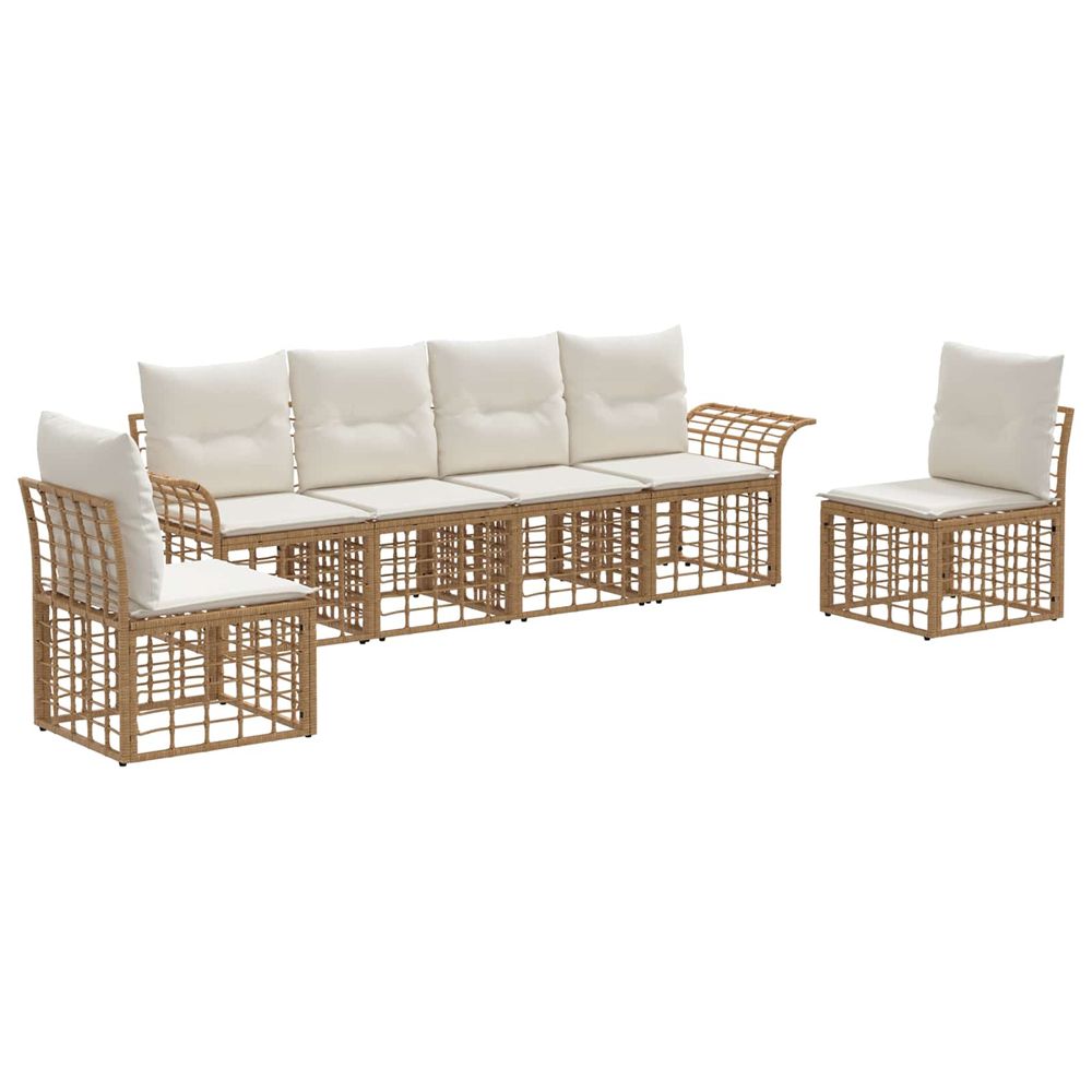 Ensemble de canapés d'extérieur 6 pc blanc naturel et crème