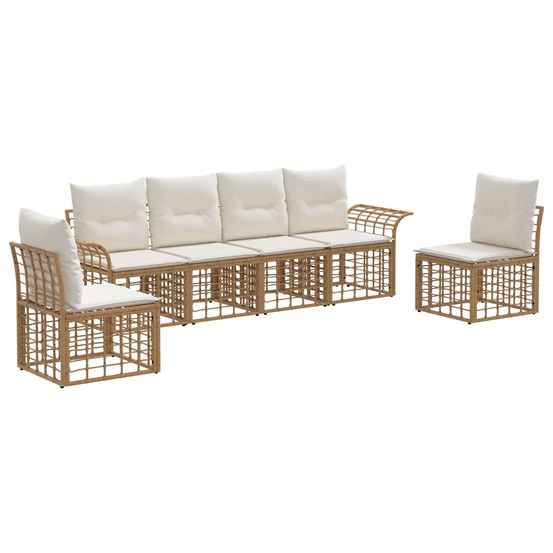 Ensemble de canapés d'extérieur 6 pc blanc naturel et crème
