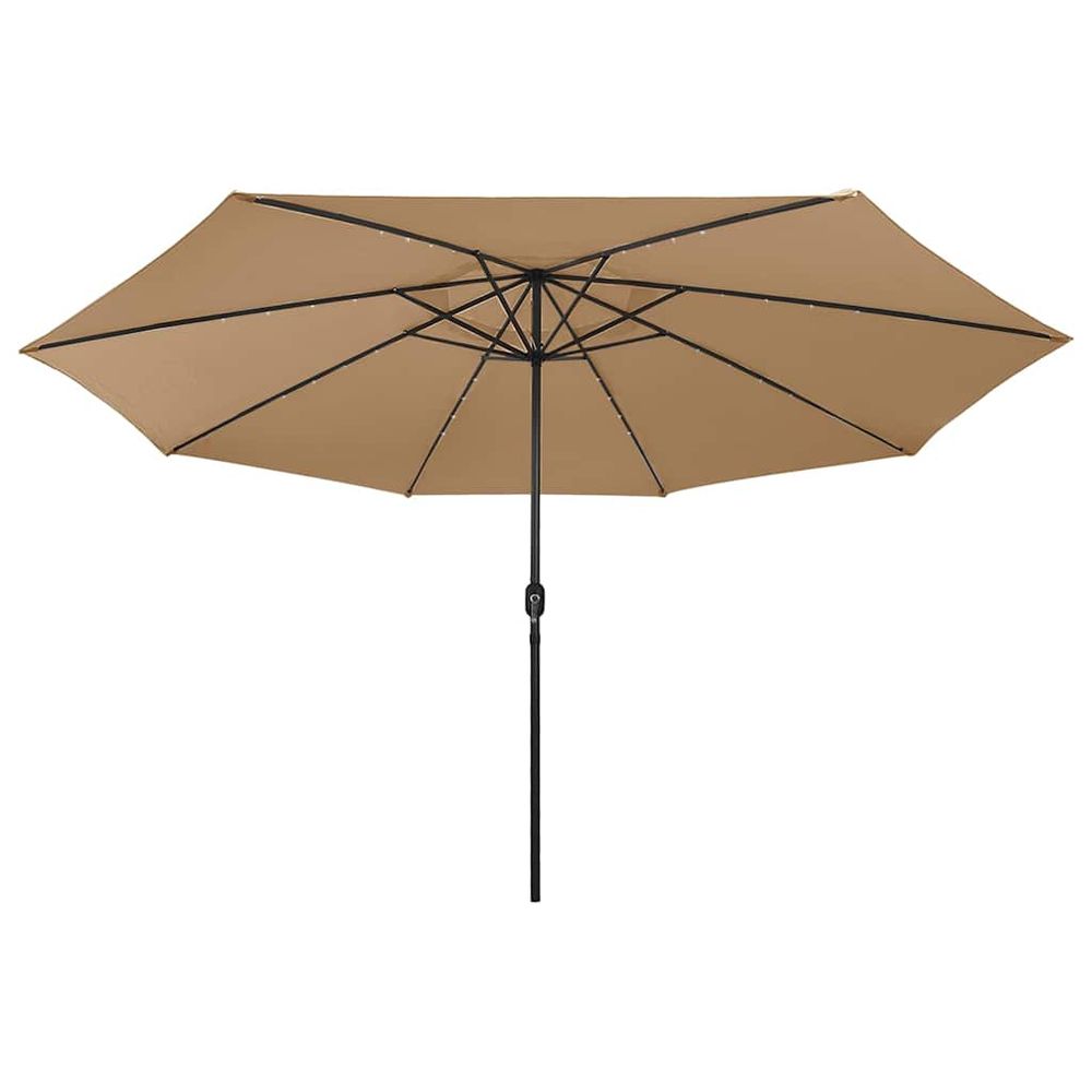 Parasol de jardin avec lumières led et mât en métal 400cm taupe