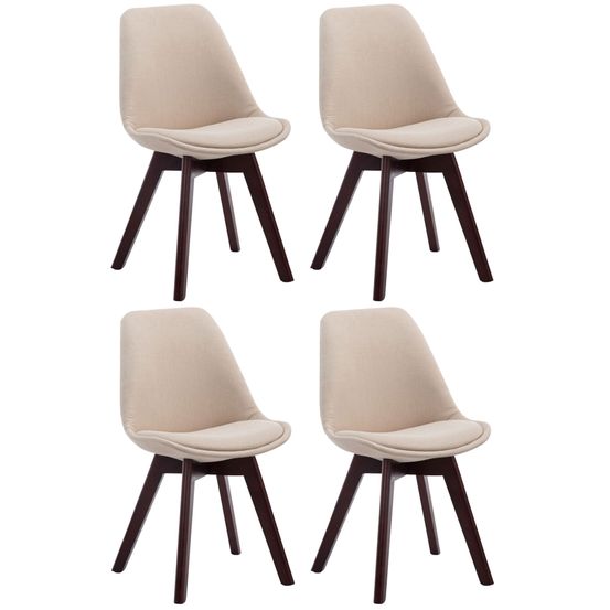 Lot de 4 chaises visiteurs borneo v2 tissu noyer