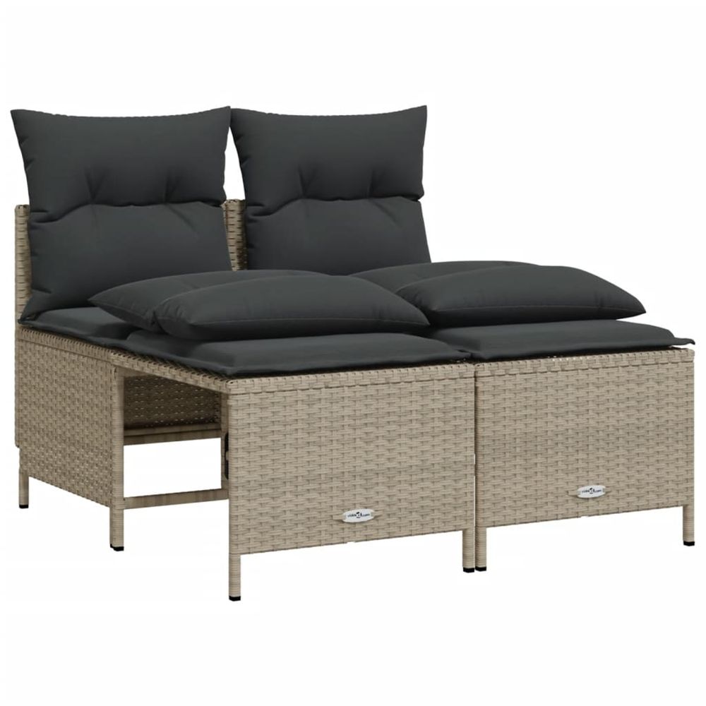 Salon de jardin 4 pcs avec coussins gris clair résine tressée