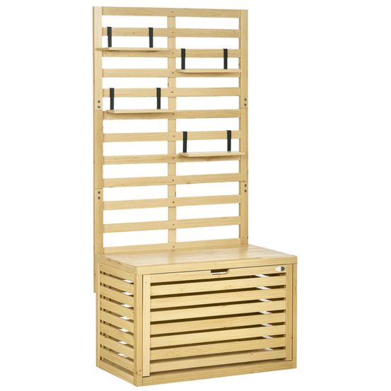 Coffre de jardin bois avec treillis terrasse rangement plantes 80x45x160cm - comfortxl outdoor living