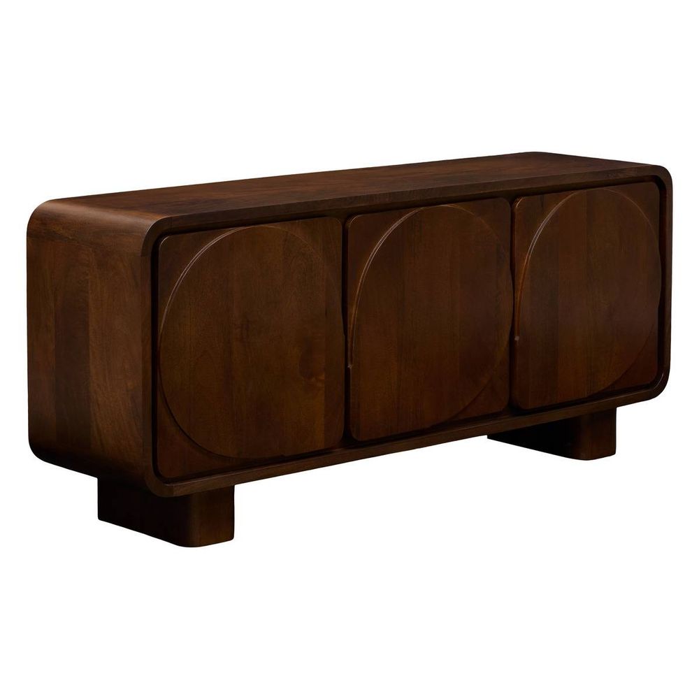 Buffet shelty rectangulaire 70x160cm 3 portes marron