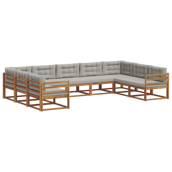 Ensemble de canapés d'extérieur 9 pcs gris naturel et clair