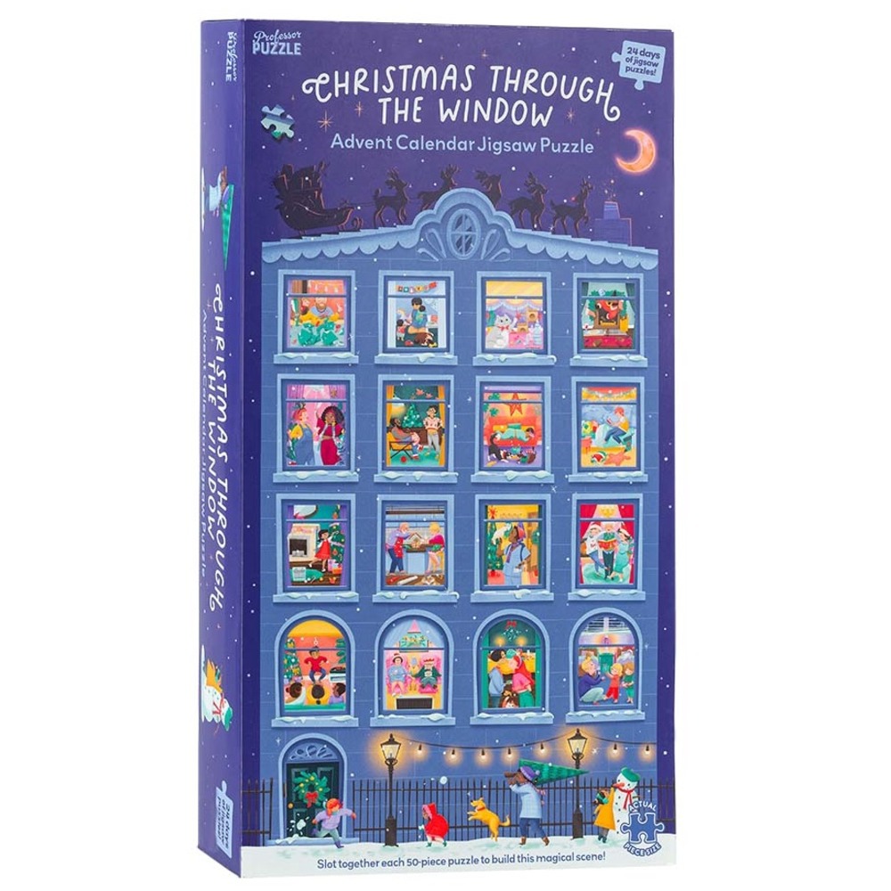 Calendrier de l'avent noël à travers la fenêtre