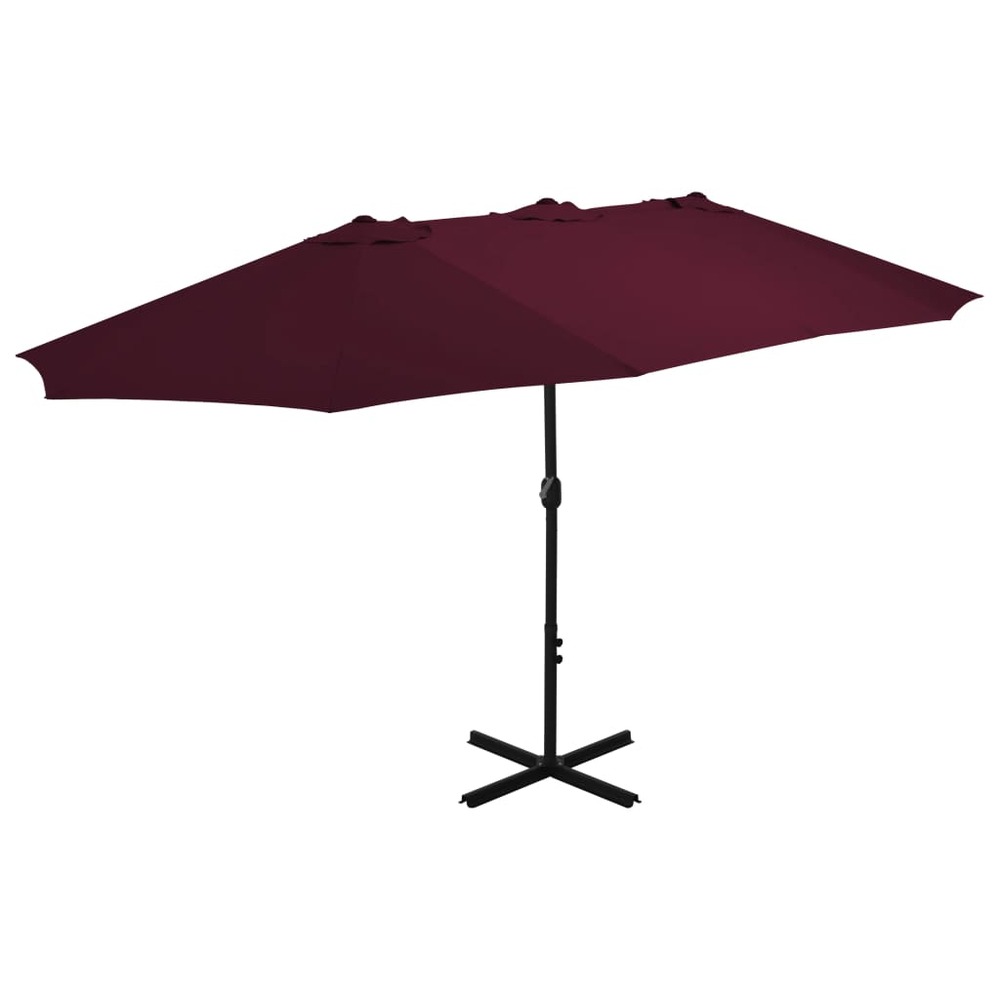 Parasol d'extérieur avec mât en aluminium rouge bordeaux