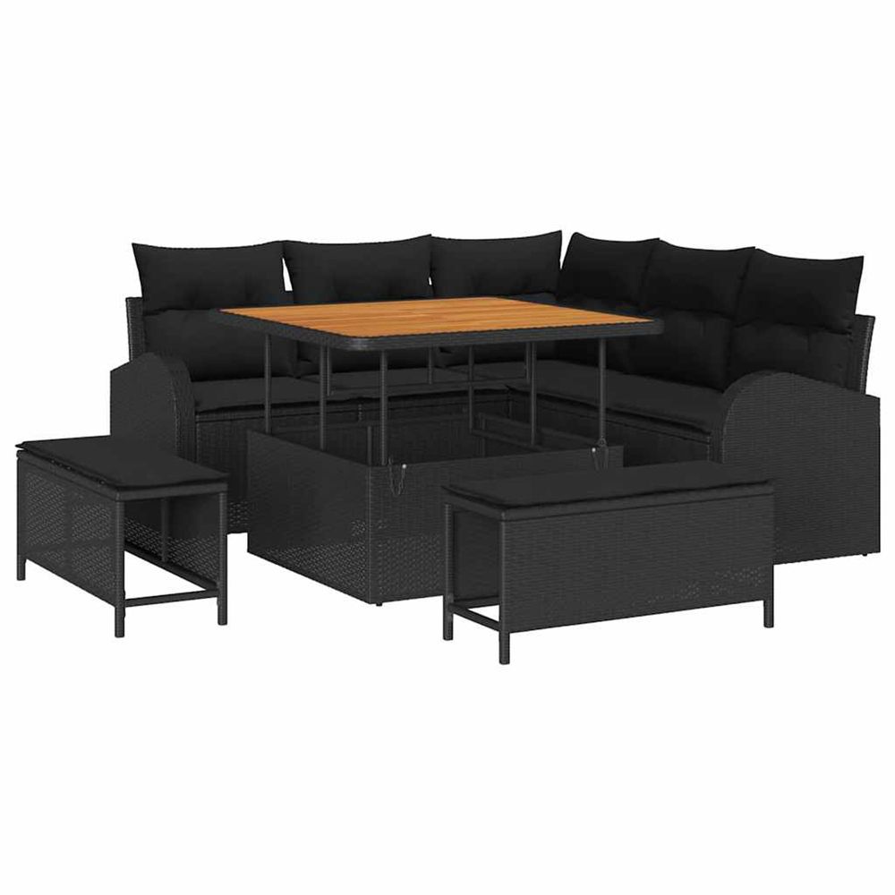 Ensemble de canapé de jardin 8 pc noir polyrotin