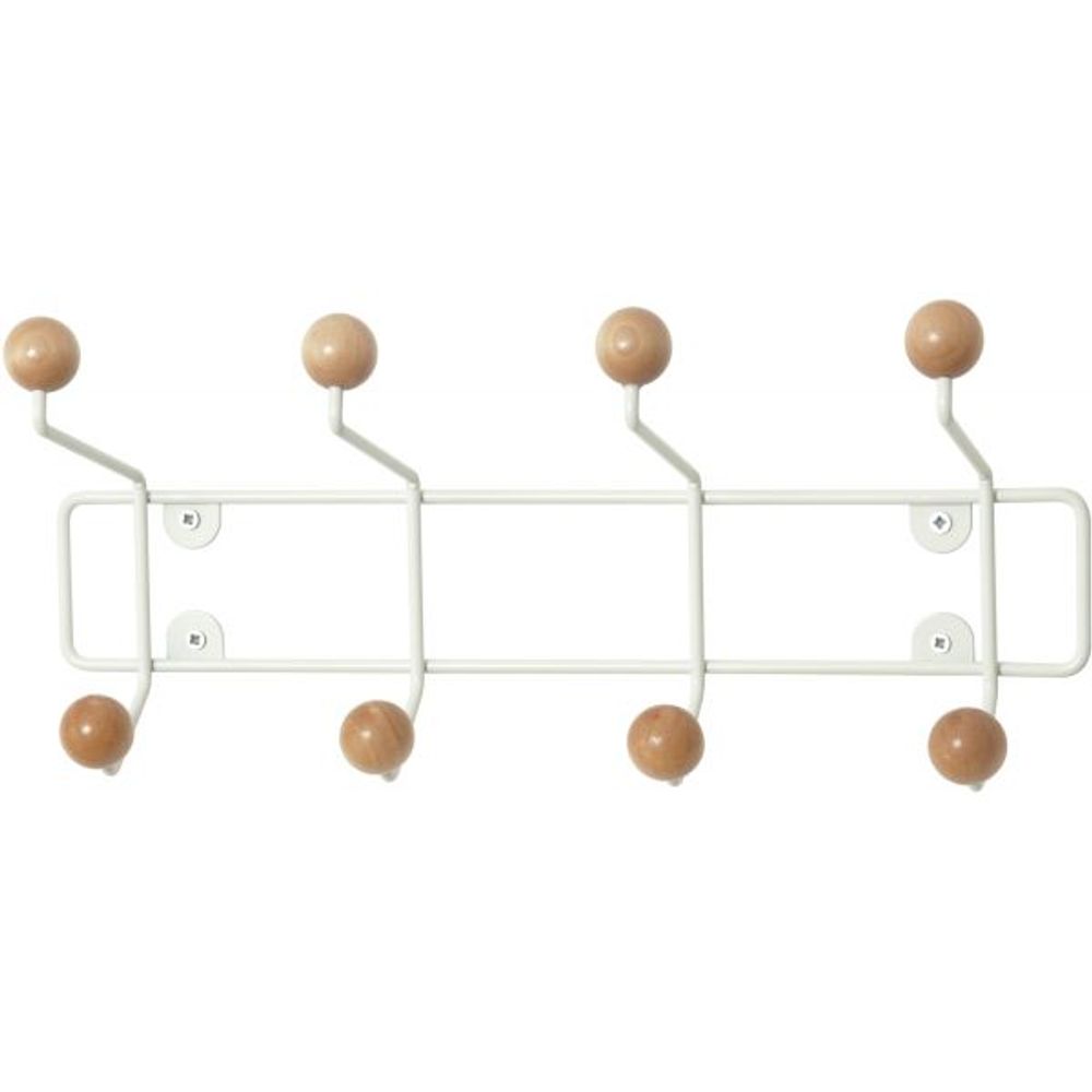 Patère 8 crochets en bois saturnus blanc et bois clair