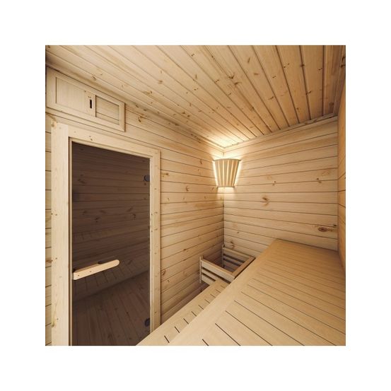 Cabine de sauna vitrée extérieur prymula 4 places 253,8x203,8 x h.259 cm-naturel-naturel--