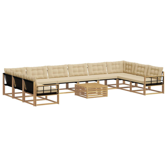 Ensemble de canapés d'extérieur 11 pcs blanc et beige
