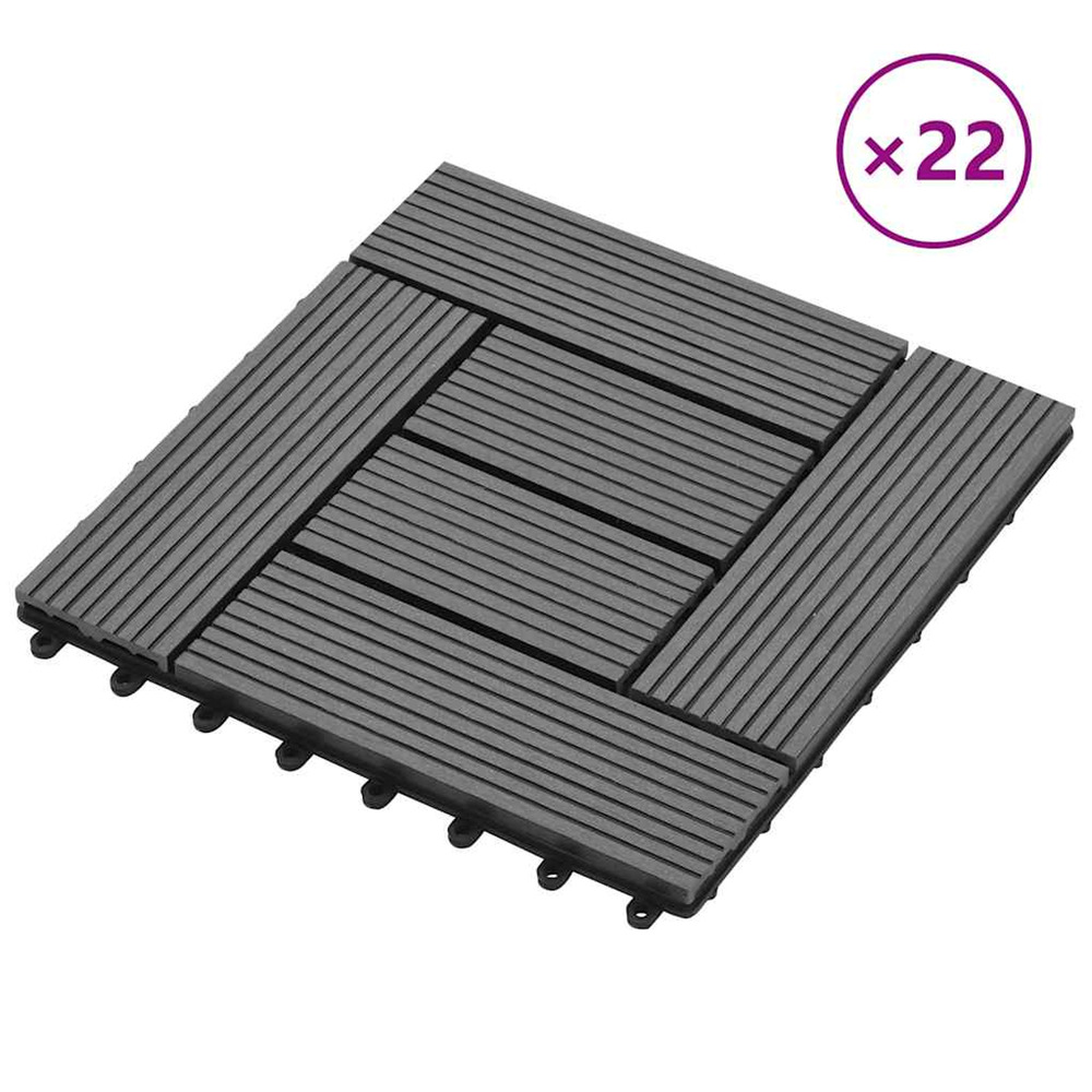 Carreaux de terrasse 22 pcs 30 x 30 cm 2 m² wpc gris