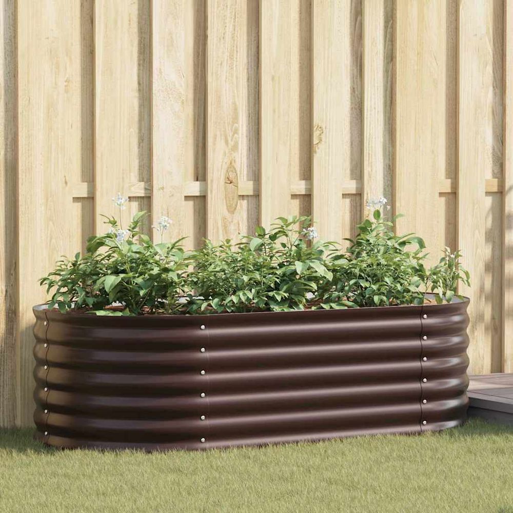 Carré potager surélevé en acier pour jardin et terrasse marron 160x80x44 cm