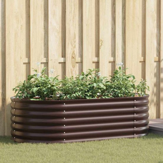 Carré potager surélevé en acier pour jardin et terrasse marron 160x80x44 cm