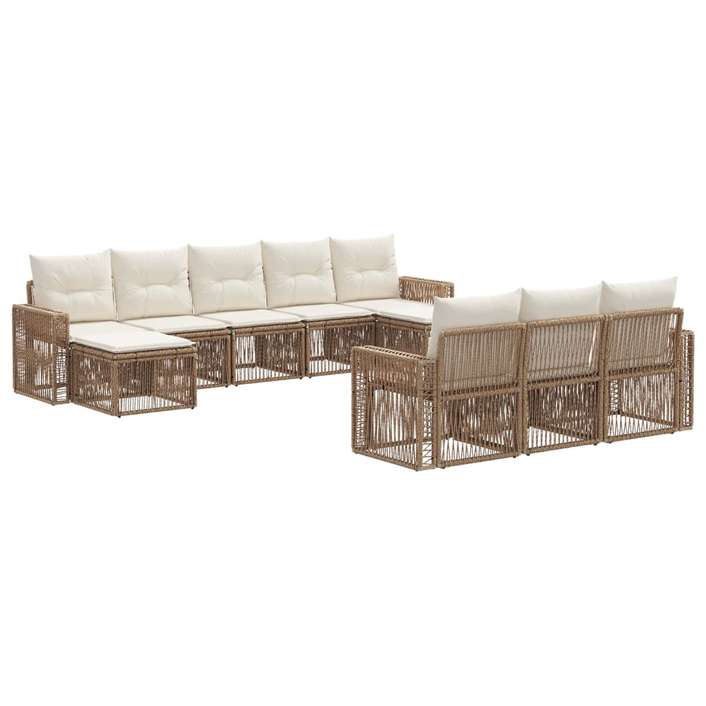 Ensemble de canapé de jardin 10 pcs beige et blanc crème