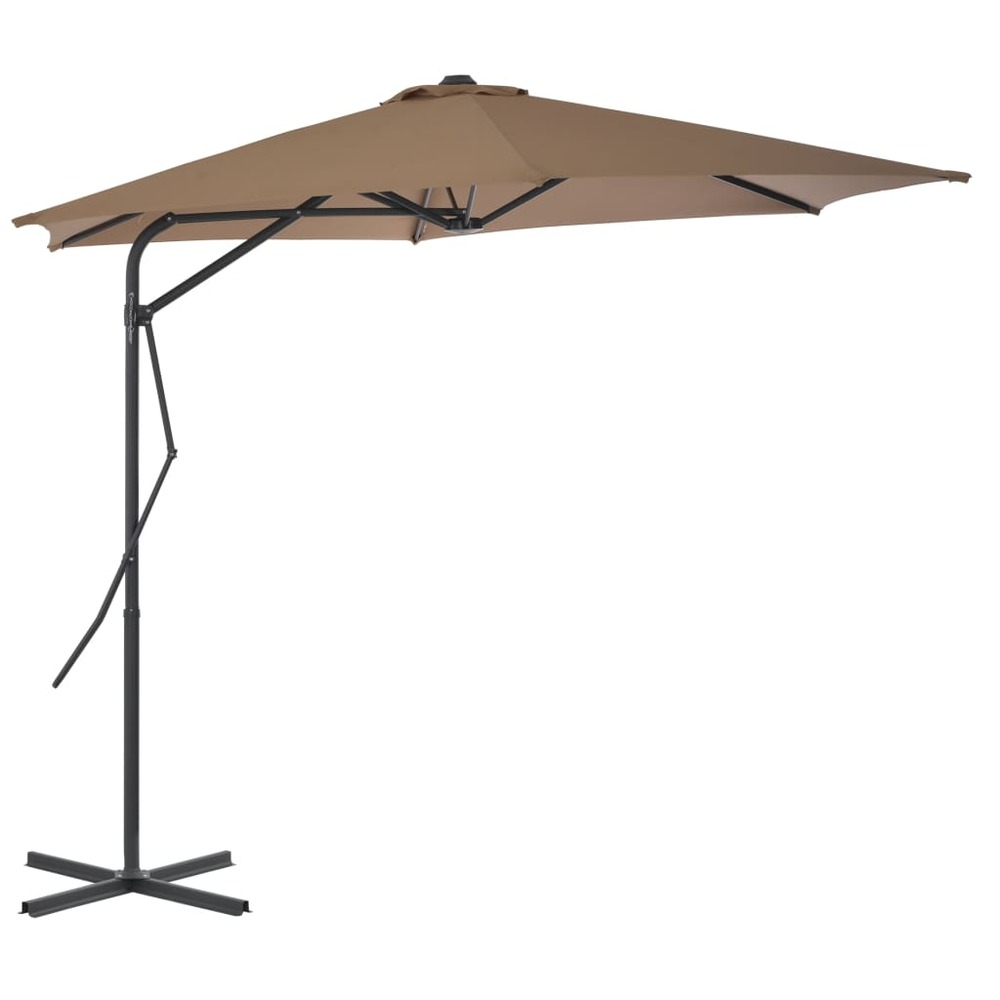 Parasol mobilier de jardin d'extérieur avec poteau en acier 300 cm taupe