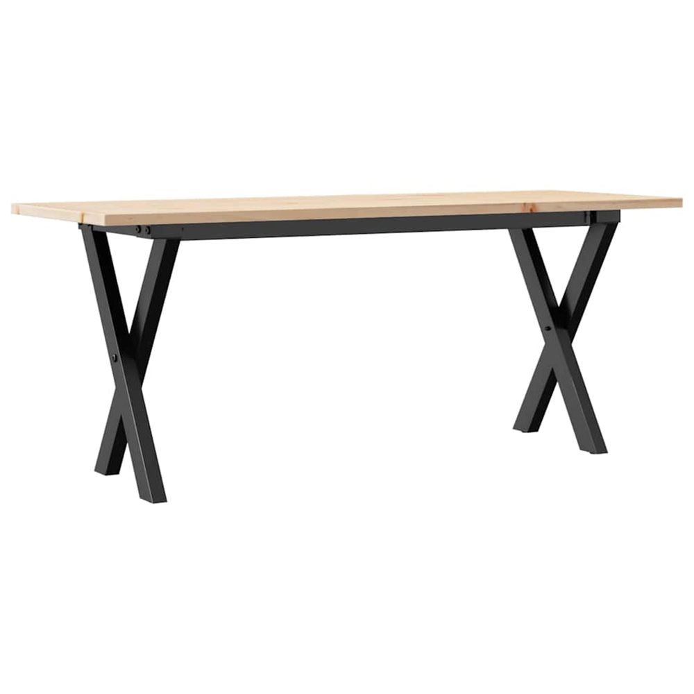 Table basse cadre en x 110x40x45 cm bois de pin massif et acier