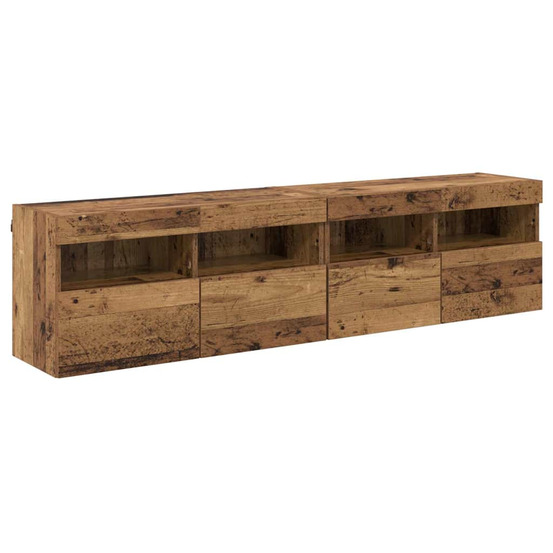Meubles tv muraux avec led 2 pcs bois ancien 80 x 30 x 40 cm