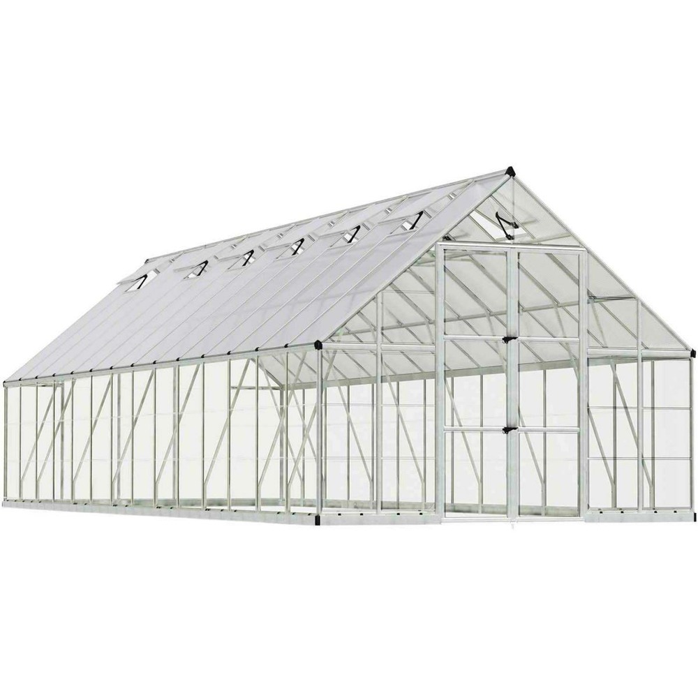 Serre de jardin en aluminium argent et polycarbonate balance 25. 7m²