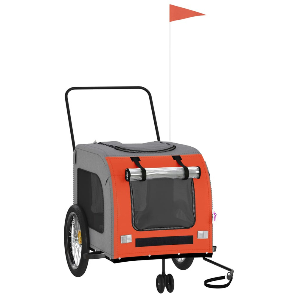 Remorque de vélo pour animaux de compagnie orange et gris