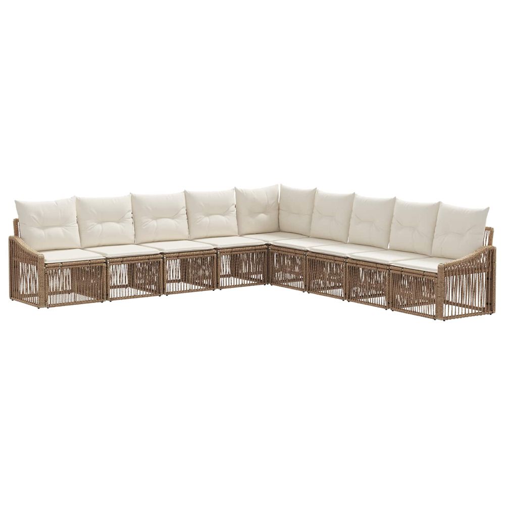 Ensemble de canapé de jardin 9 pc beige polyrotin