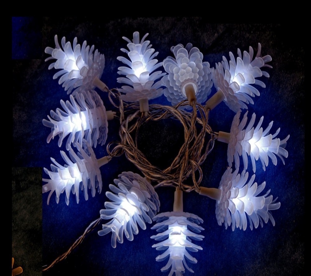 Guirlande pomme de pin lumineuse 10 led blanc