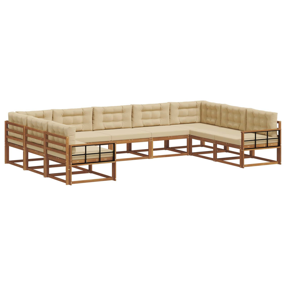 Ensemble de canapés d'extérieur 9 pcs naturel et beige