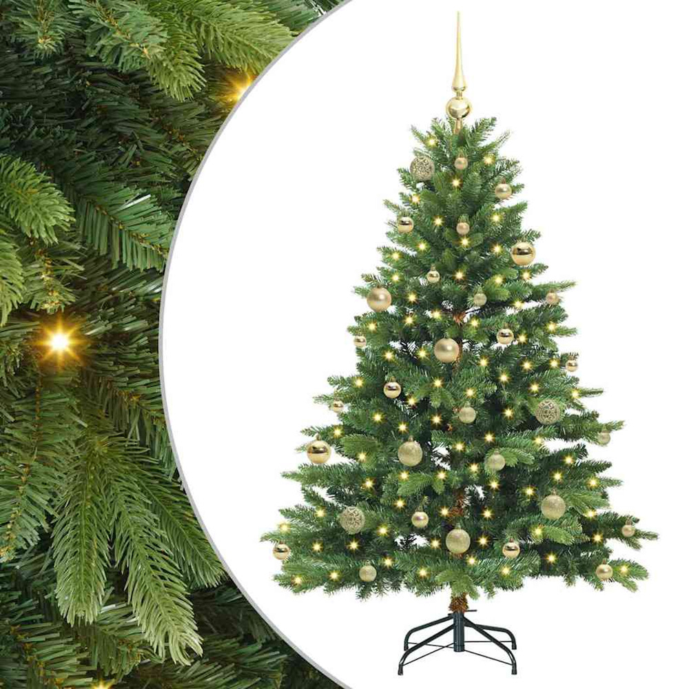Sapin de noël artificiel avec 150 led vert 150 cm pe et pvc