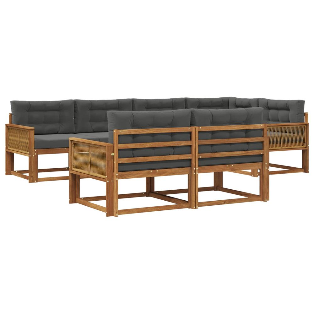 Ensemble de canapés d'extérieur 8 pc naturel et anthracite