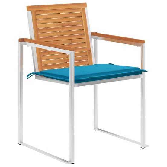 Chaises de jardin lot de 4 avec coussins bois d'acacia massif