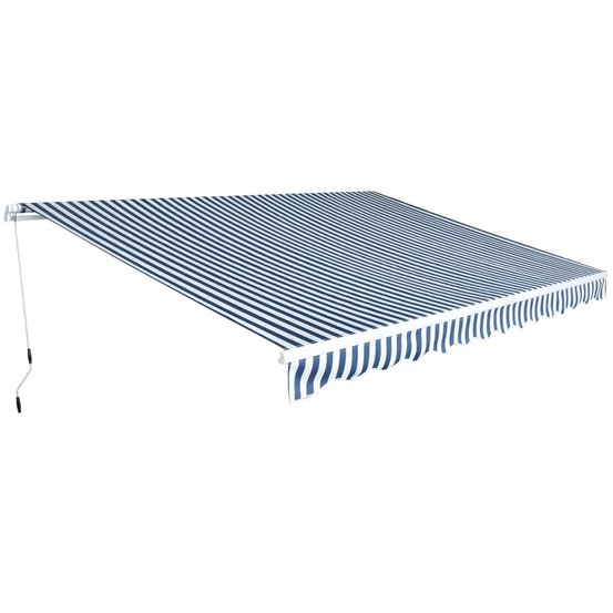 Auvent pliable manuel 450 cm bleu/blanc