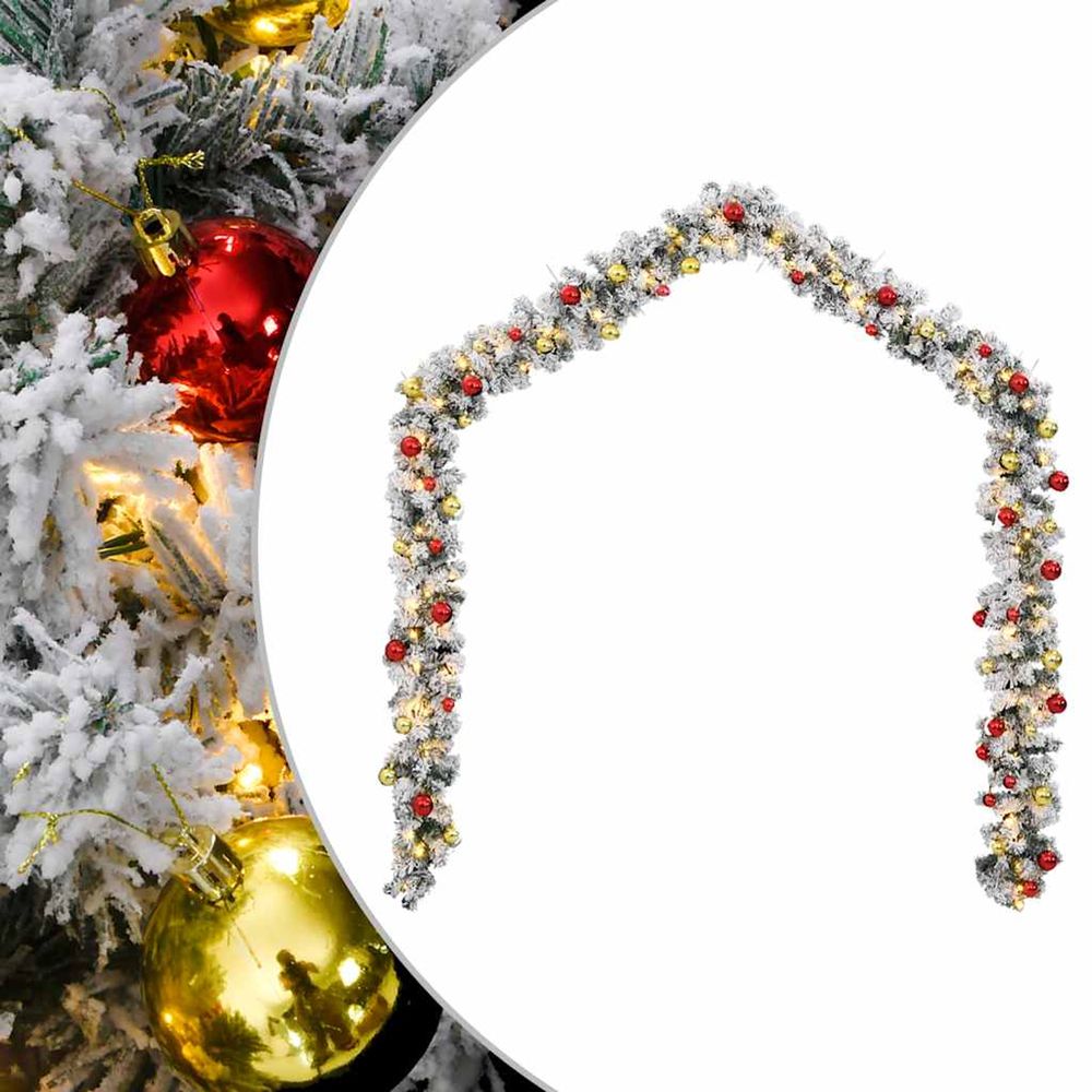 Guirlande de noël avec boules et lumières led vert 5 m pvc