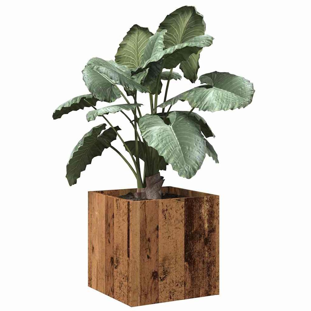 Jardinière carrée bois d'ingénierie intérieur décoratif vieux bois 40cm